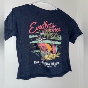 sugar flower dark blue endless summer graphic short sleeve top